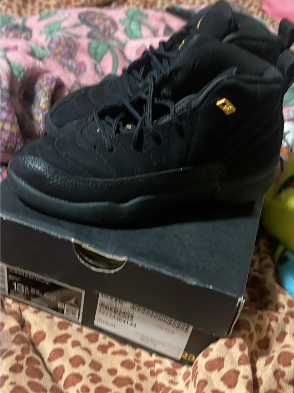 Jordan Black and Gold Logo High-Top Sneakers